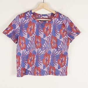 Zara Vibrant Red and Blue Patterned Tee